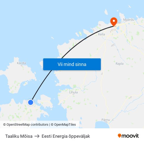 Taaliku Mõisa to Eesti Energia õppeväljak map