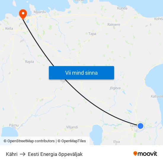 Kähri to Eesti Energia õppeväljak map