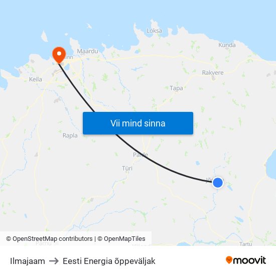 Ilmajaam to Eesti Energia õppeväljak map