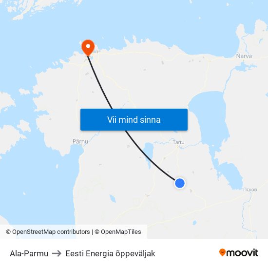 Ala-Parmu to Eesti Energia õppeväljak map
