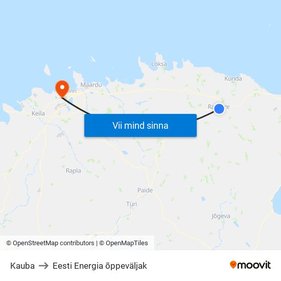 Kauba to Eesti Energia õppeväljak map