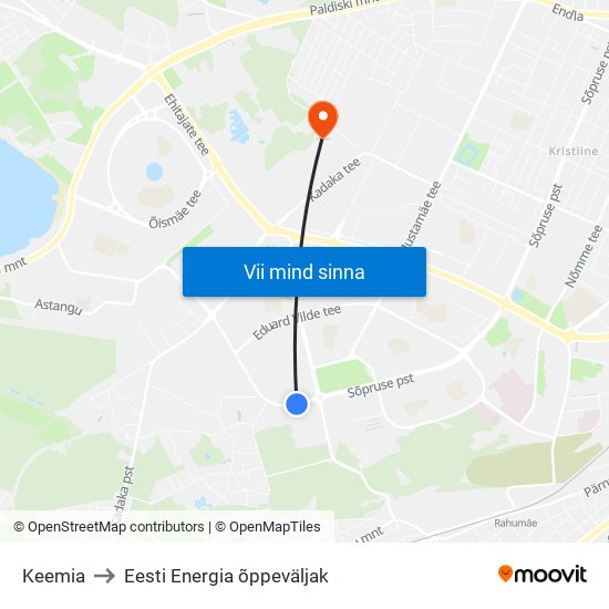 Keemia to Eesti Energia õppeväljak map