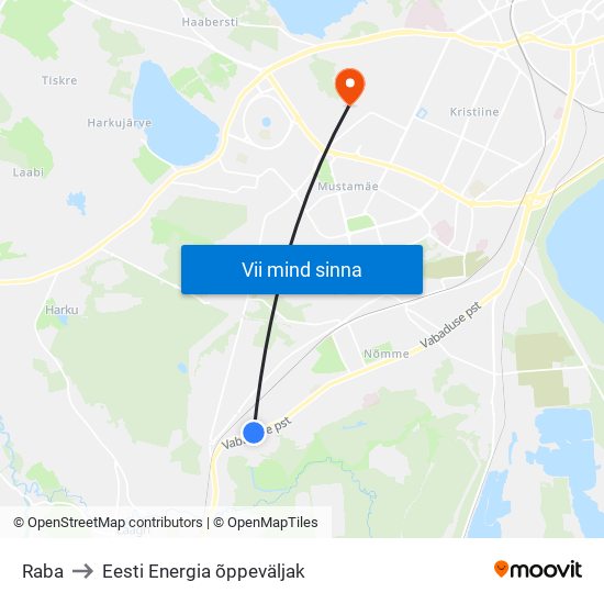 Raba to Eesti Energia õppeväljak map