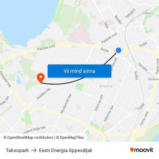 Taksopark to Eesti Energia õppeväljak map