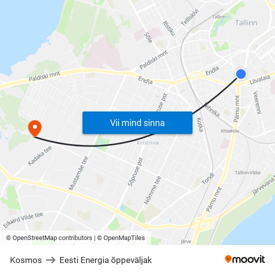 Kosmos to Eesti Energia õppeväljak map