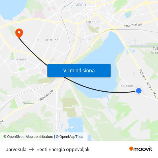 Järveküla to Eesti Energia õppeväljak map