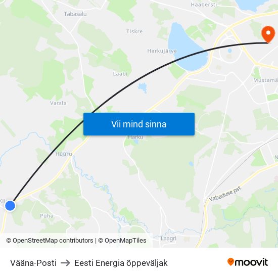 Vääna-Posti to Eesti Energia õppeväljak map