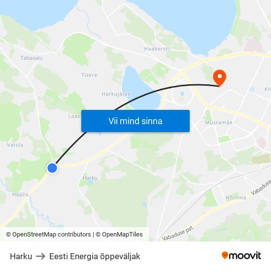 Harku to Eesti Energia õppeväljak map