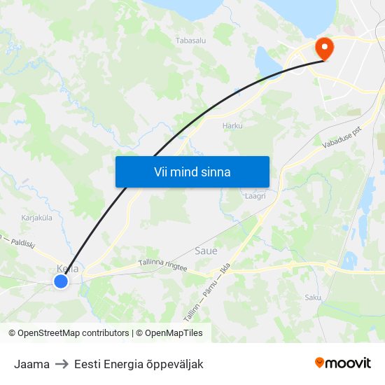 Jaama to Eesti Energia õppeväljak map