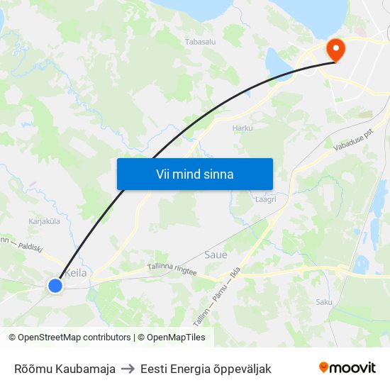 Rõõmu Kaubamaja to Eesti Energia õppeväljak map