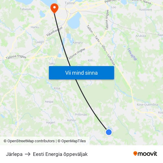 Järlepa to Eesti Energia õppeväljak map