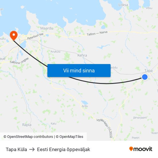 Tapa Küla to Eesti Energia õppeväljak map