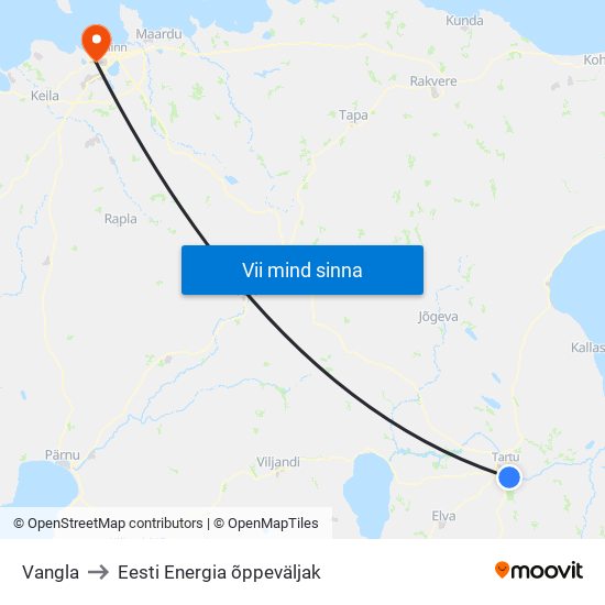 Vangla to Eesti Energia õppeväljak map