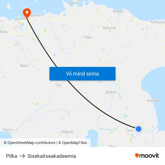 Pilka to Sisekaitseakadeemia map