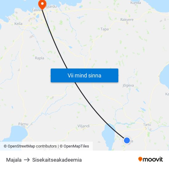 Majala to Sisekaitseakadeemia map