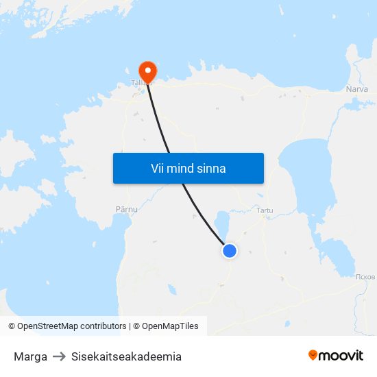 Marga to Sisekaitseakadeemia map