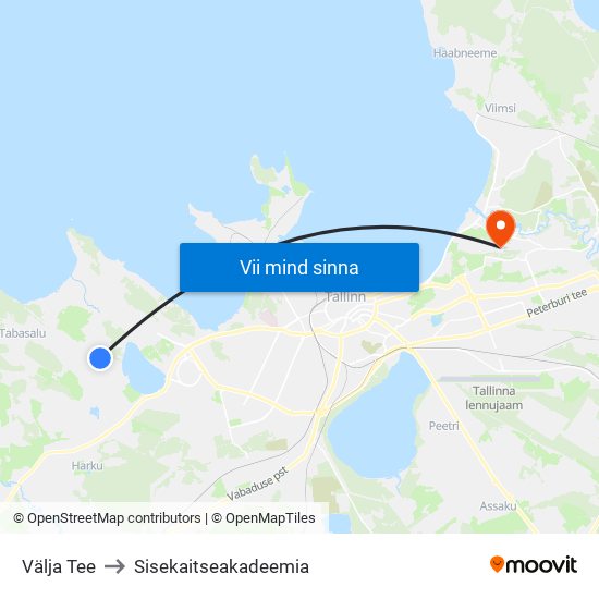 Välja Tee to Sisekaitseakadeemia map