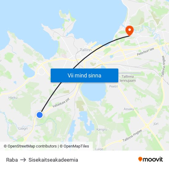 Raba to Sisekaitseakadeemia map