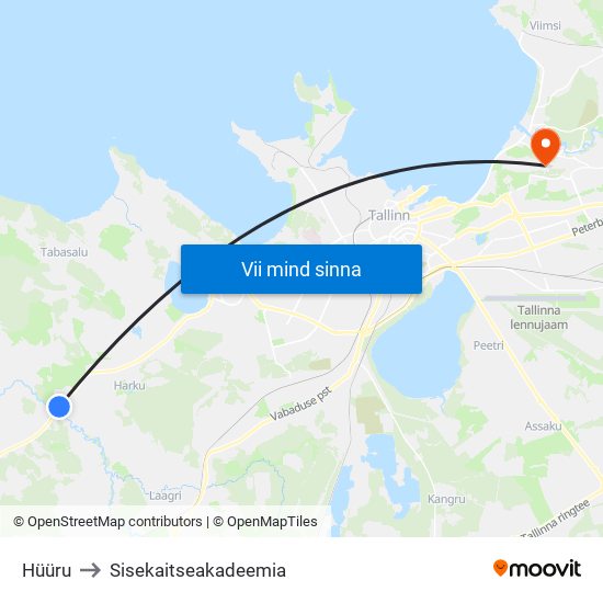 Hüüru to Sisekaitseakadeemia map