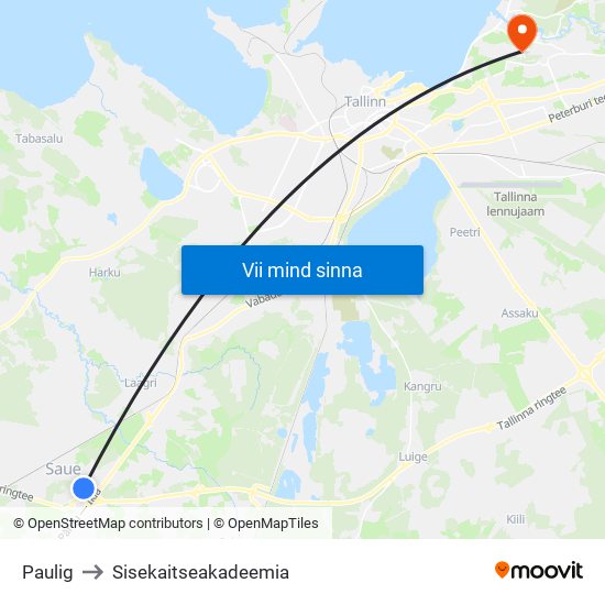 Paulig to Sisekaitseakadeemia map