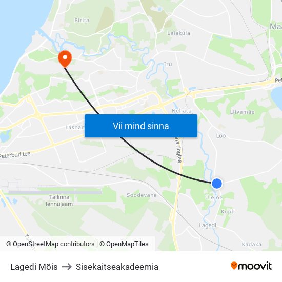 Lagedi Mõis to Sisekaitseakadeemia map