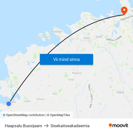 Haapsalu Bussijaam to Sisekaitseakadeemia map