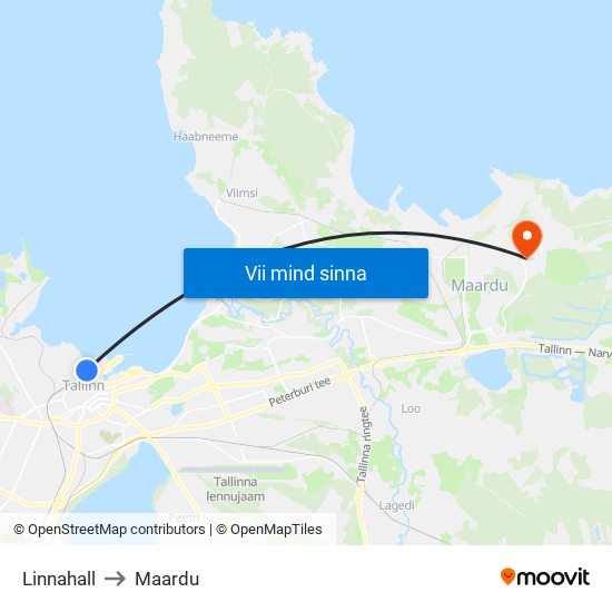 Linnahall to Maardu map