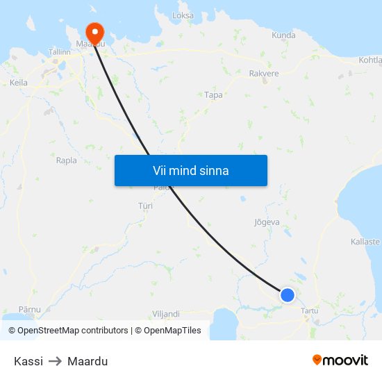 Kassi to Maardu map