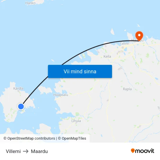 Villemi to Maardu map