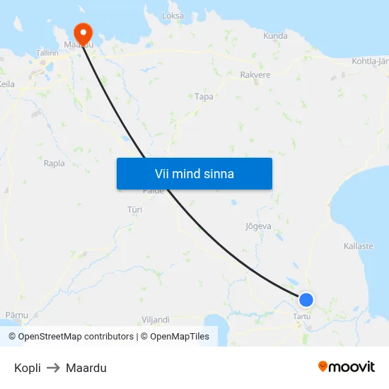 Kopli to Maardu map