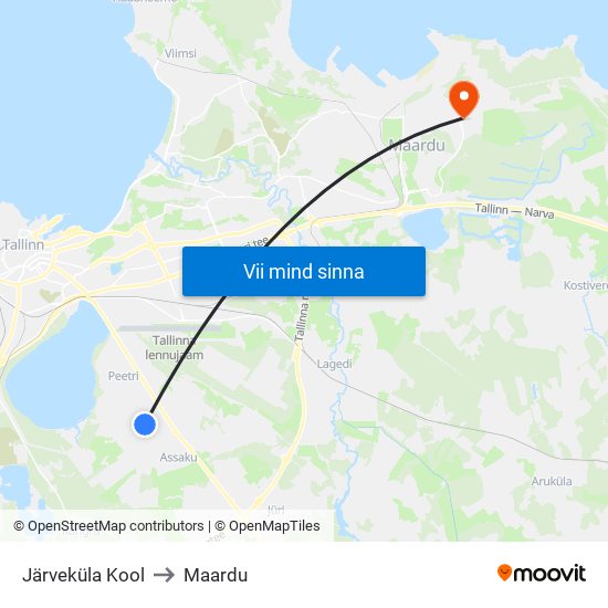 Järveküla Kool to Maardu map