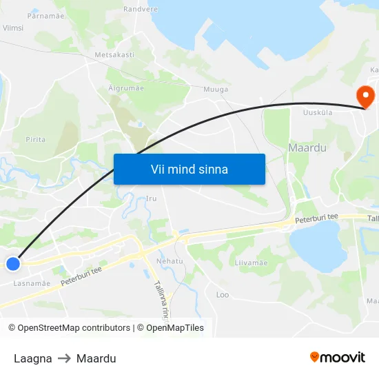 Laagna to Maardu map
