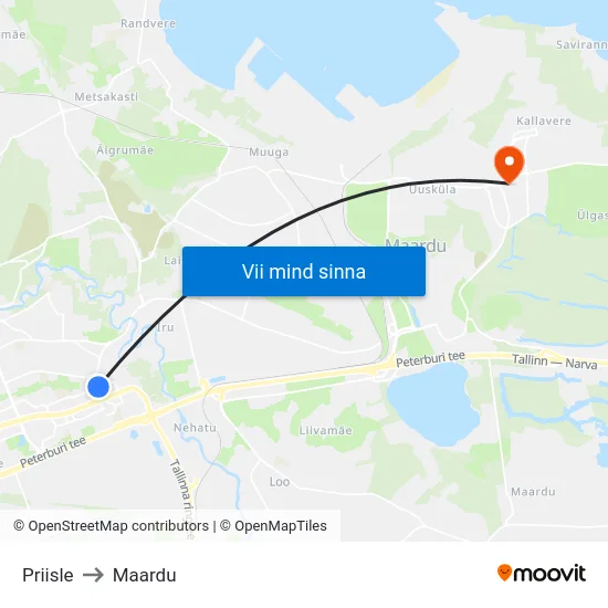 Priisle to Maardu map
