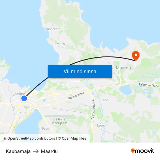 Kaubamaja to Maardu map
