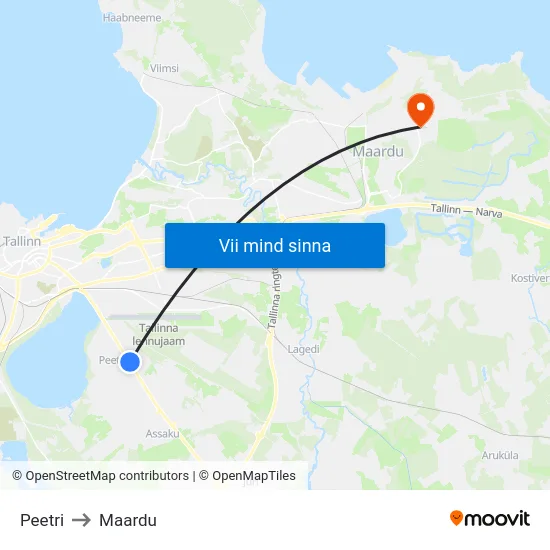 Peetri to Maardu map