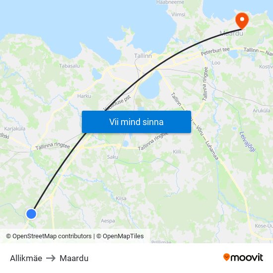Allikmäe to Maardu map