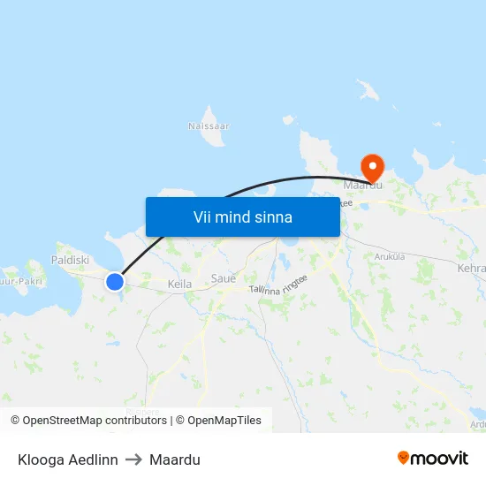 Klooga Aedlinn to Maardu map
