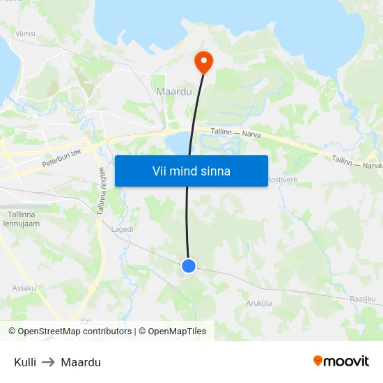 Kulli to Maardu map