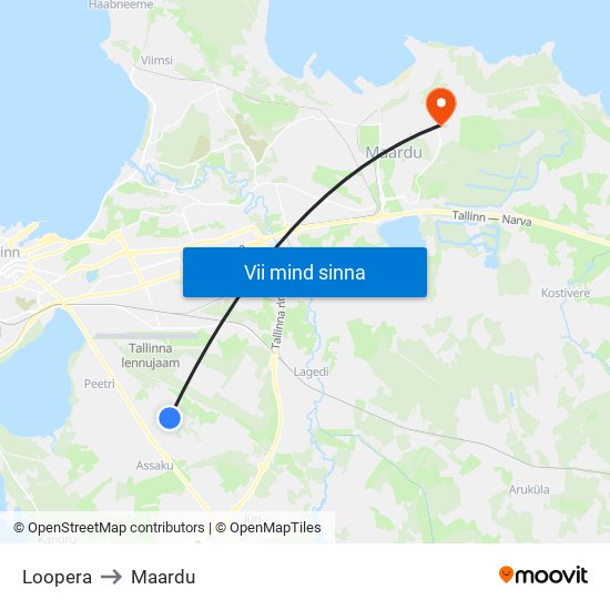 Loopera to Maardu map