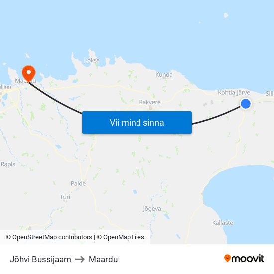 Jõhvi Bussijaam to Maardu map