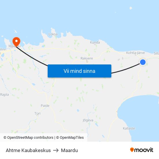 Ahtme Kaubakeskus to Maardu map