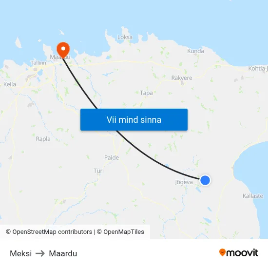 Meksi to Maardu map