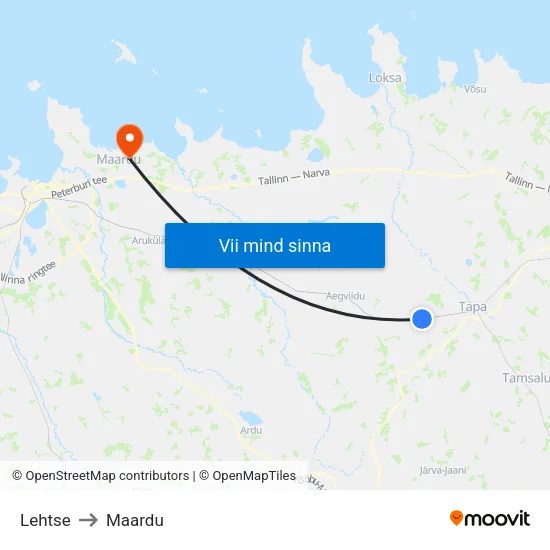 Lehtse to Maardu map