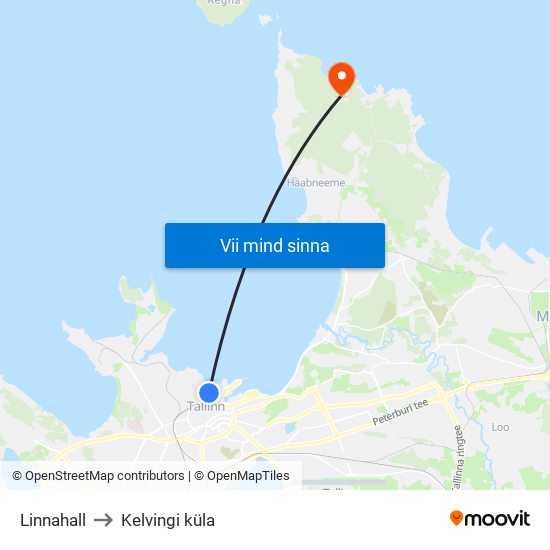 Linnahall to Kelvingi küla map