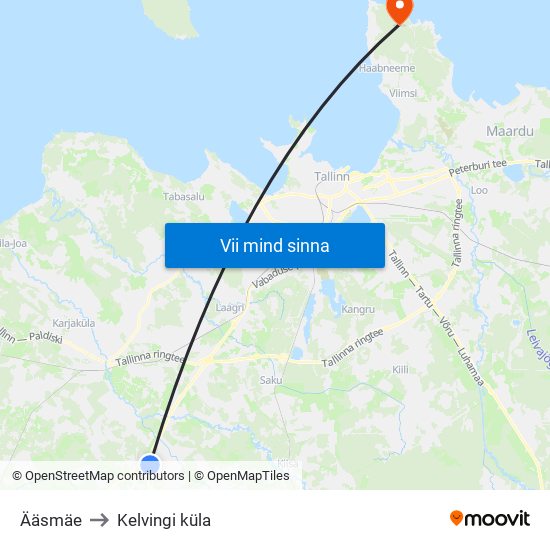 Ääsmäe to Kelvingi küla map