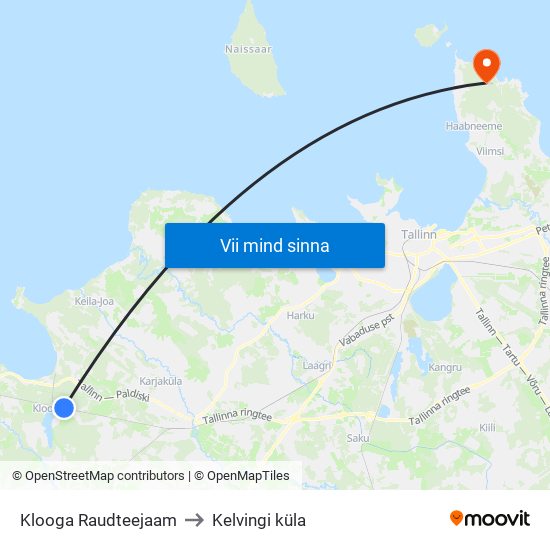 Klooga Raudteejaam to Kelvingi küla map