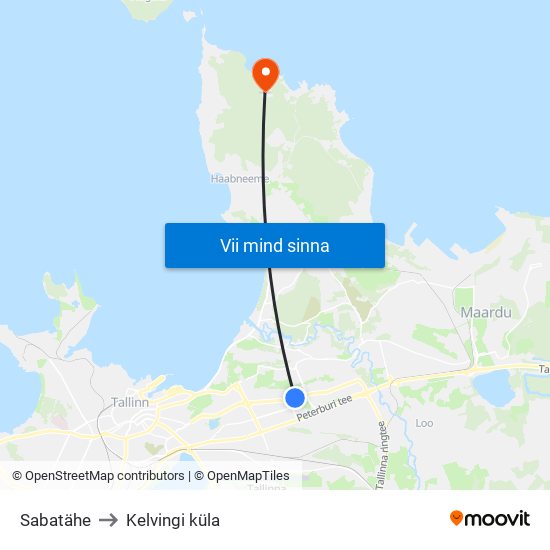 Sabatähe to Kelvingi küla map