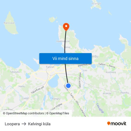 Loopera to Kelvingi küla map