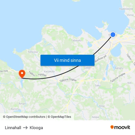 Linnahall to Klooga map