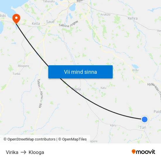 Virika to Klooga map